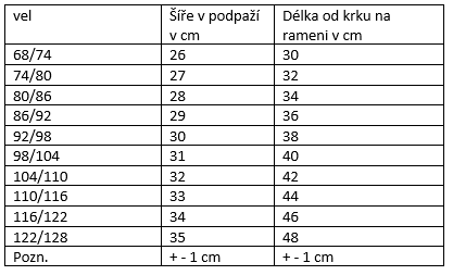Triko klasik velikosti